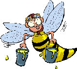 bee with cans of honey